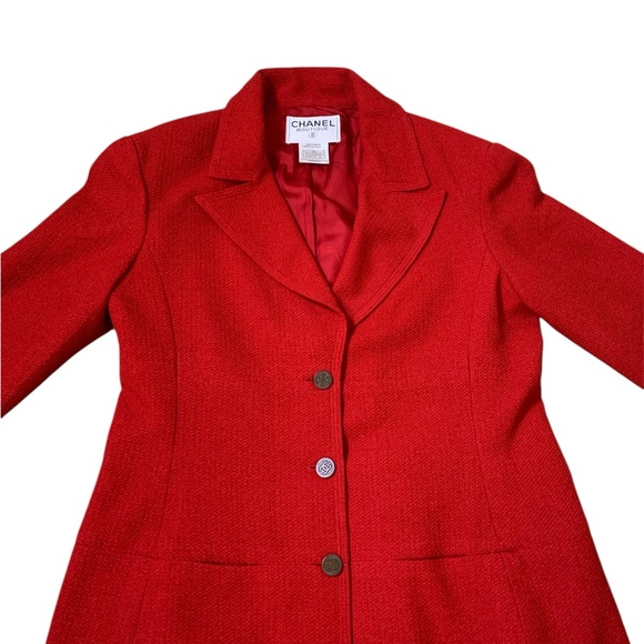 Vintage CHANEL 1998 Red Tweed 2 Piece Jacket Skirt Set Size‎ 46 - Picture 4 of 15
